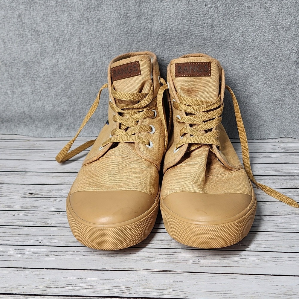 BANGS Shoes Mens Size 8 Womens 10 Tan Canvas High‎ Top Patch Wildflowers Hiking - Picture 3 of 9